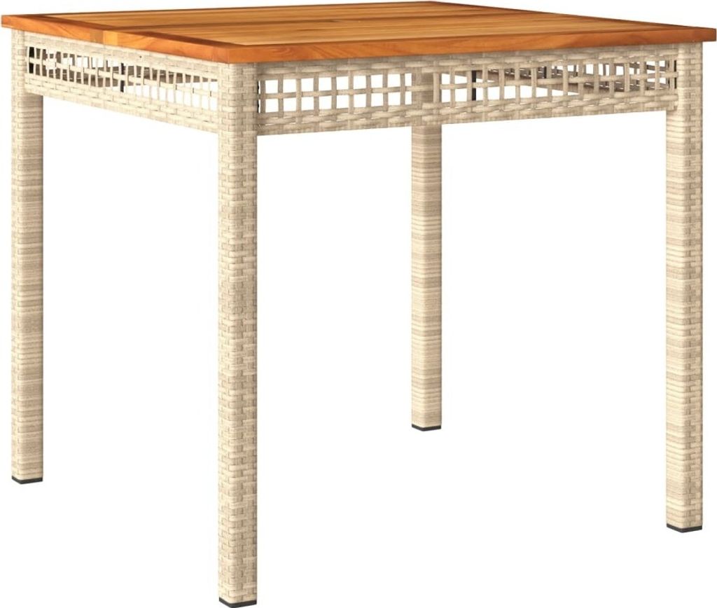 vidaXL Table de jardin beige 80x80x75 cm Poly rotin acacia Image du produit 