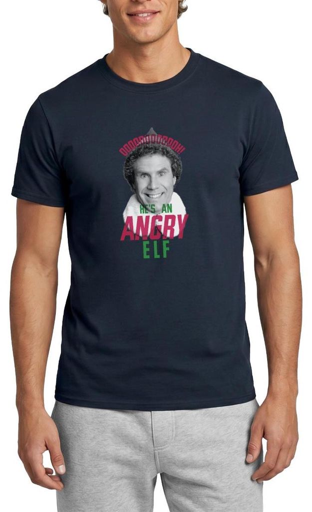 Spreadshirt Buddy Der Weihnachtself Angry Elf Männer T-Shirt, 4XL, Navy