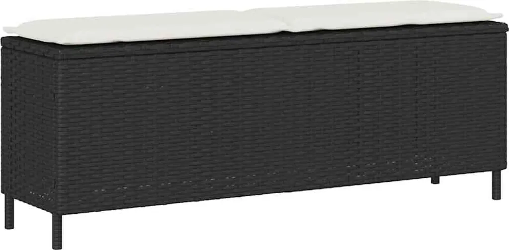 Panchina Outdoor 110cm Poly Rattan Nero - Struttura Acciaio e Cuscino