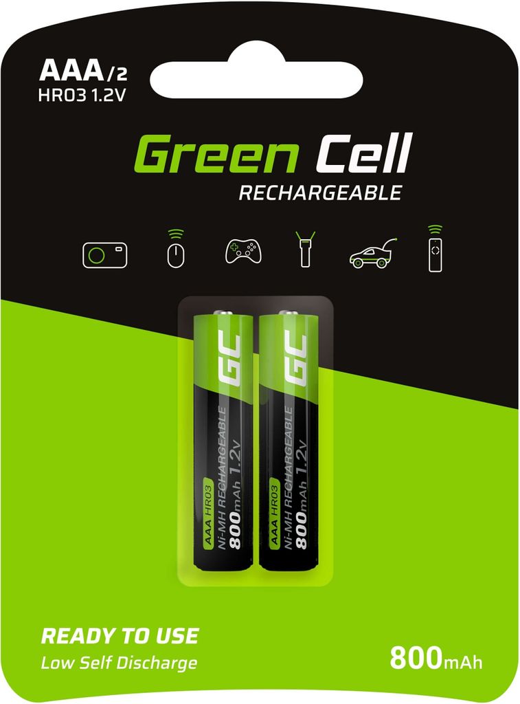 Green Cell GR08 2x AAA HR03 nabíjecí baterie 800 mAh Obrázek produktu 