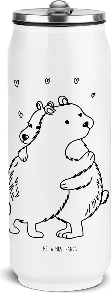 Mr. & Mrs. Panda Wasserflasche Eisbär Umarmen - Weiß - Geschenk, Isolierflasche, Trinkflasche, Edelstahl, sport, Thermosflasche, Lustige Sprüche