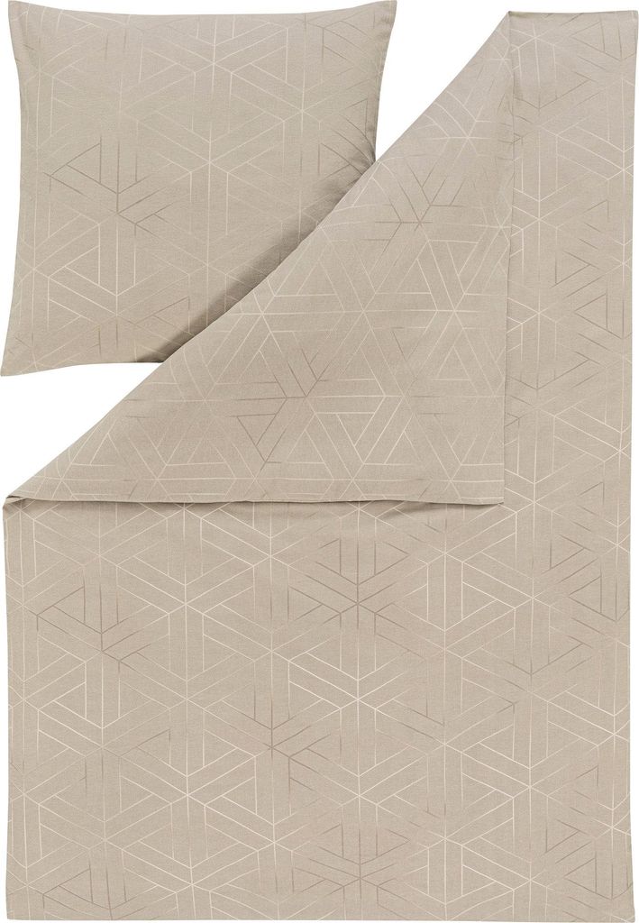 Estella Samt + Seide Flanell Bettwäsche 135x200 Tirolo natur beige Waben 5465-230