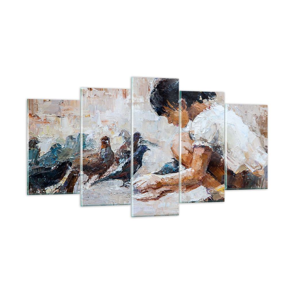 Bilder auf glas - Kind Vogel Karma - 160x85cm - Glasbilder - Wandbilder - Kunstdruck - zum Aufhängen bereit - Wanddekoration aus Glas - Glas Bilde...