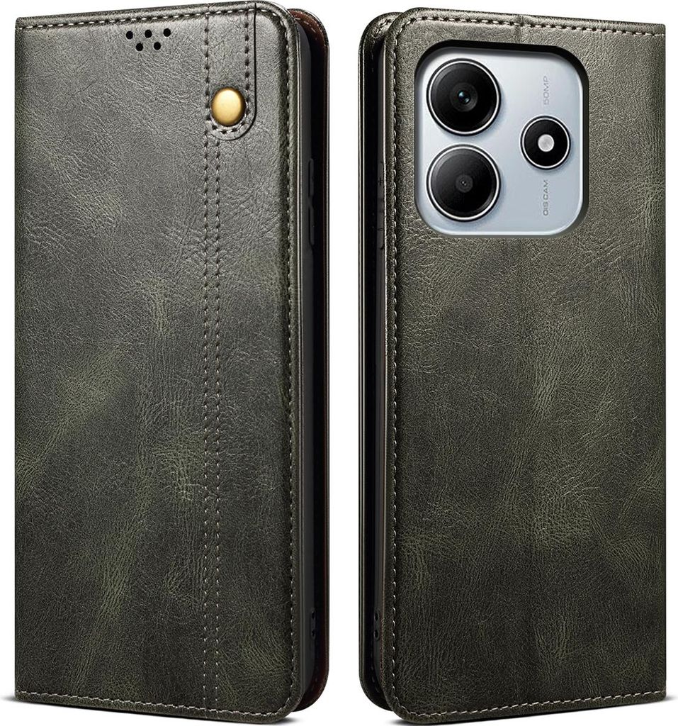 Hülle für Xiaomi Redmi Note 14 4G Leder Brieftasche Schutzhülle mit Standfunktion Grün