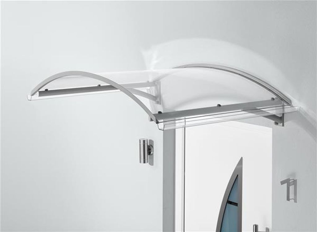 Vordach / Bogenvordach BV Secco Gutta PC Edelstahloptik 150x90x32cm