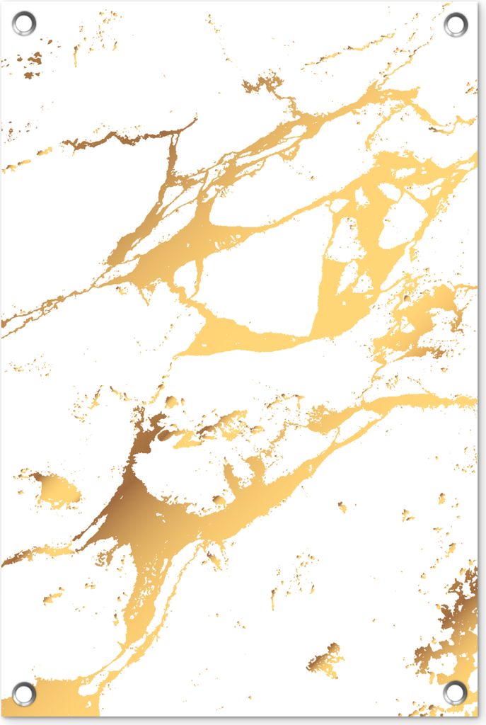 MuchoWow 40x60 cm Outdoor-Poster Gartendeko Sichtschutz Garten Poster für den Garten Marmor - Weiß - Gold - Luxus