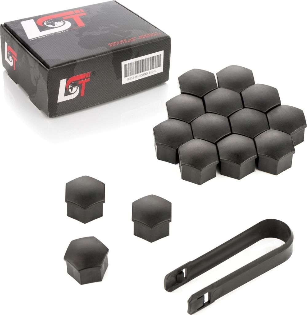 15x Radschrauben Kappen Set 17 mm schwarz Matt für CITROEN Produktbild 