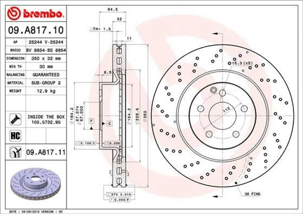 Disque de frein Brembo 09.A817.11 : fini les vibrations sur Mercedes