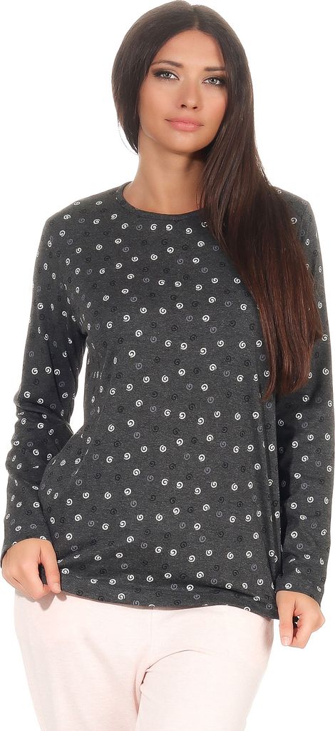 Damen Shirt Top langarm, gemustert "Kringel", Mix & Match - 291 219 90 904 ; anthrazit , 48