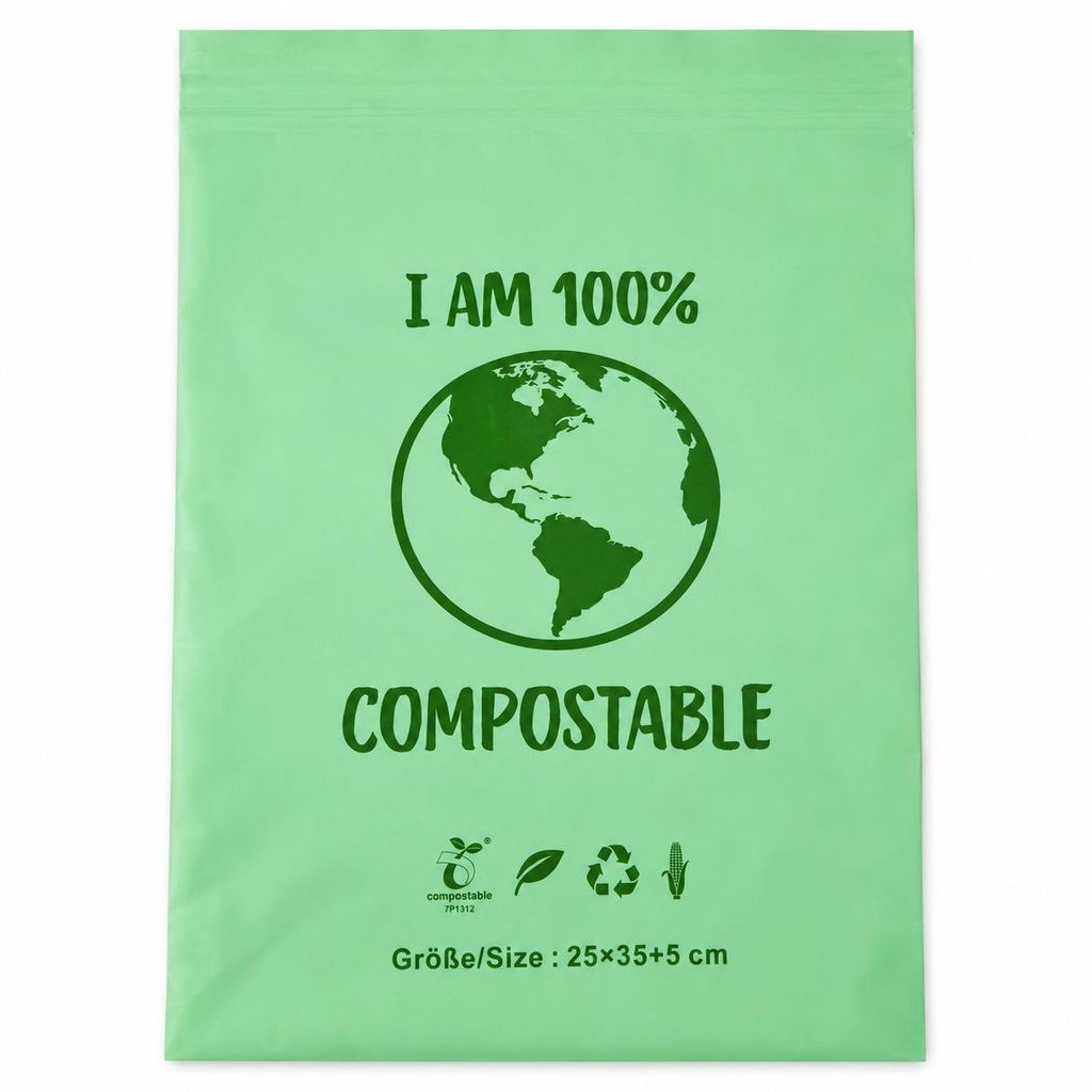 Kompostierbare  Versandbeutel aus Maisstärke 30+40+5 cm 70 Produktbild  KI-generiertes Bild