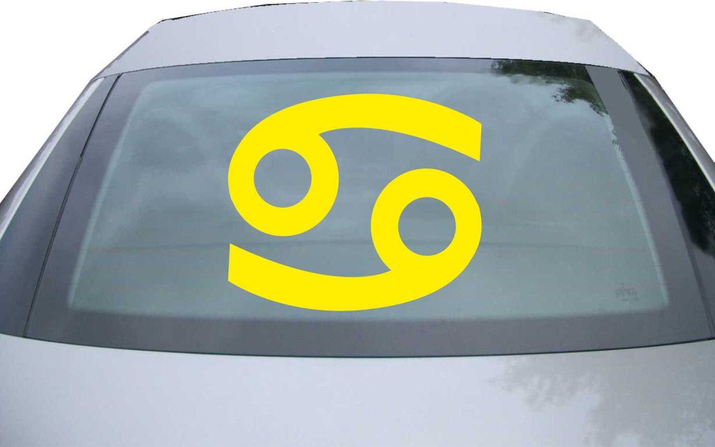Indigos UG - Aufkleber Heckscheibe & Motorklappe DE2421 - gelb - 600x514 mm - Krebs Sternzeichen - Auto Scheiben Fenster Heckklappe Tuning Racing J...