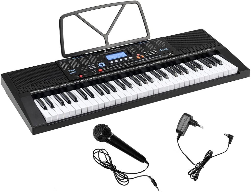 Kinder Keyboard 61 Tasten Lernfunktion Digital Piano mit Notenständer Elektro 