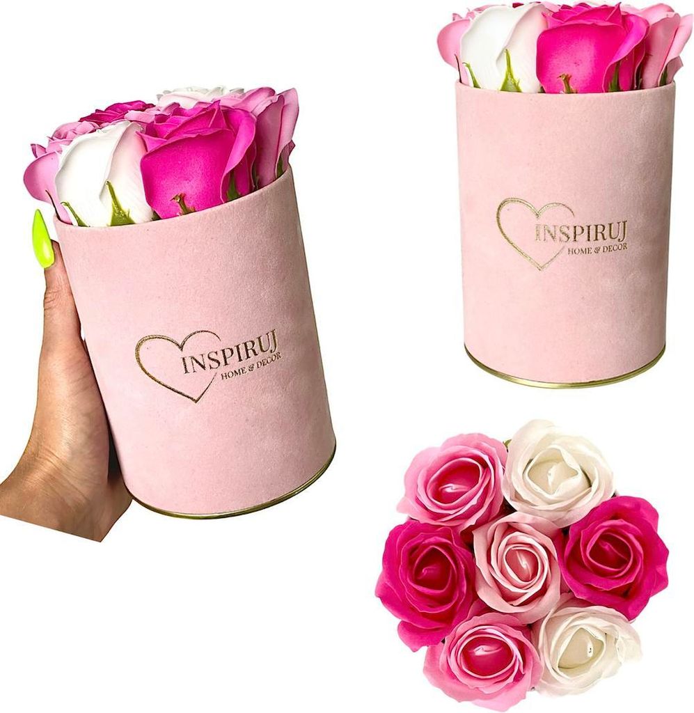 Flowerbox Inspiruj - Rosa Box mit Seifenrosen - Nr. 11 Mix aus Fuchsia und Pink