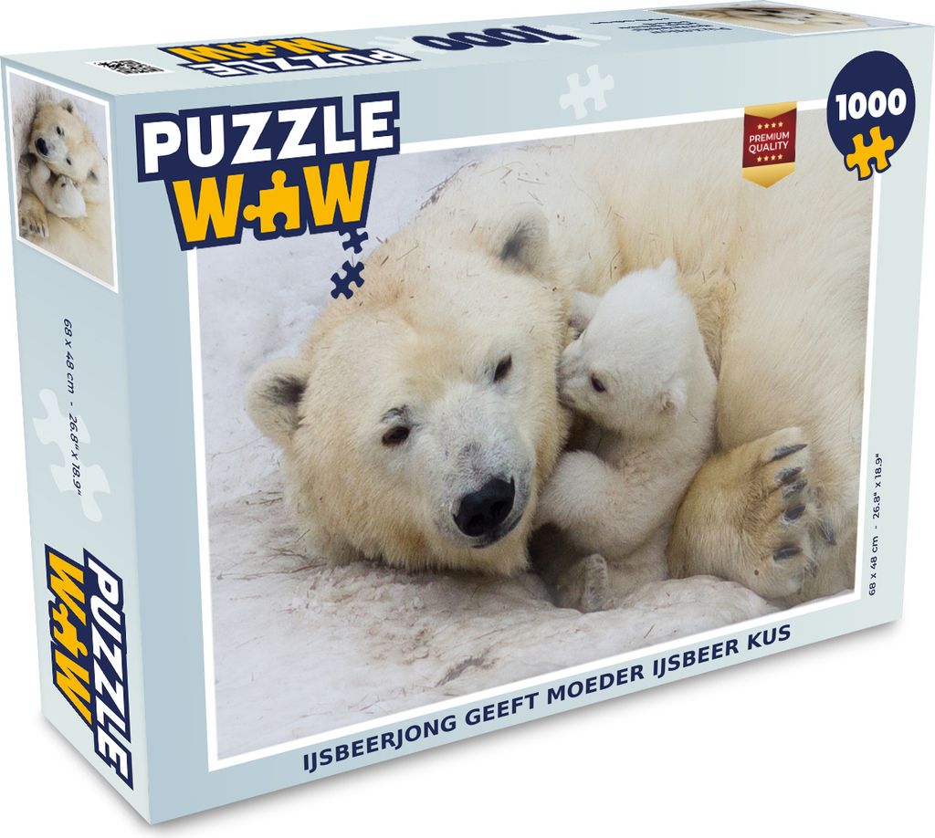 MuchoWow Puzzle 1000 Teile Eisbär - Kuss - Tiere - Erwachsene - Rätsel