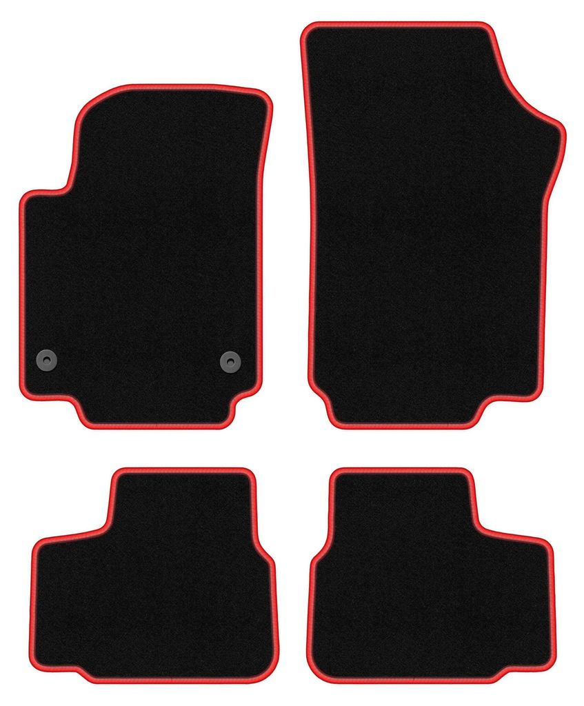 Tappetini in velluto Nero/Rosso per Skoda Citigo 2011- Set Immagine del prodotto 