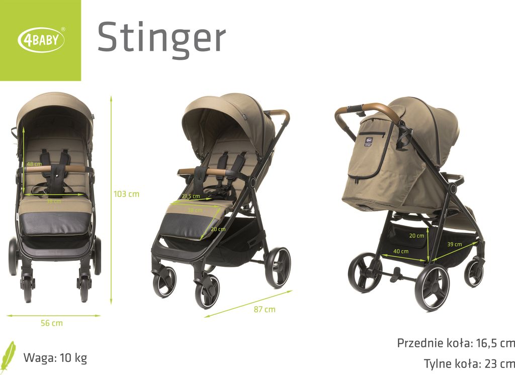 4BABY STINGER dištančný vozík do 22 kg, gélové kolieska, s Obrázok produktu 13