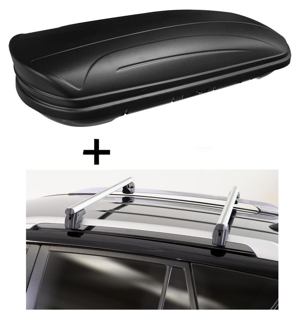 Dachbox VDPMAA320 320 Liter abschließbar schwarz matt + Dachträger Sherman kompatibel mit für Mercedes GLB (X247) 5 Türer ab 19