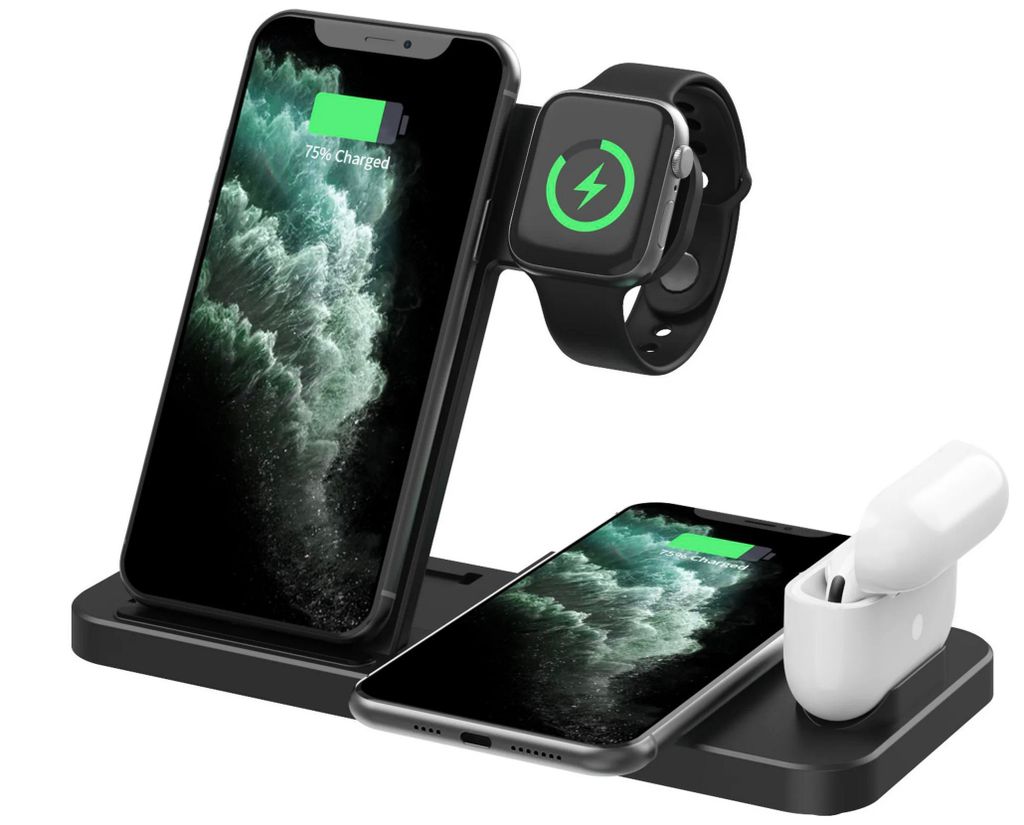 4in1 Kabelloses Qi Ladegerät für Apple Watch & AirPods Produktbild 