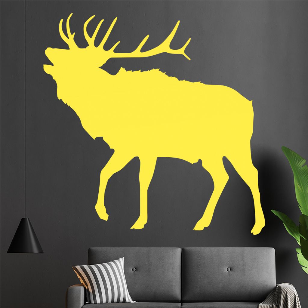 KIWISTAR Elch Silhouette - Hirsch Geweih Laute Wandtattoo in 6 Größen - Wandaufkleber Wall Sticker - Dekoration, Küche, Wohnzimmer, Schlafzimmer...