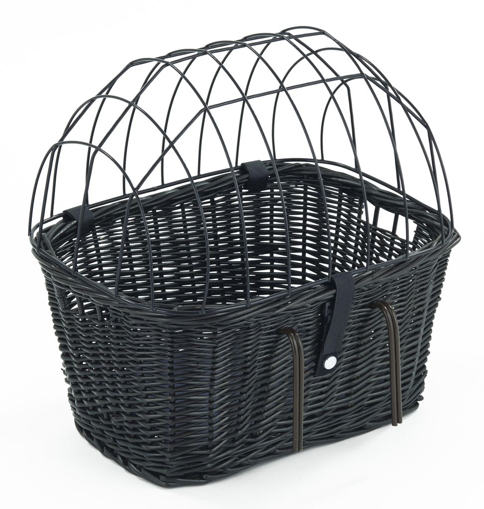 Fahrradkorb aus Weide für Lenker 45 x 34 cm Hund Katze Gitter + Kissen (S-S)
