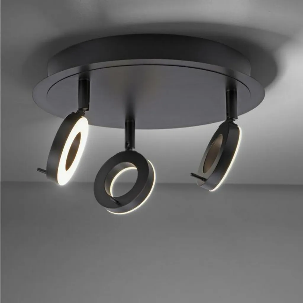 Plafonnier LED Anthracite pour Salon et Cuisine 3 Lampes Acier Ø 33 cm - 2