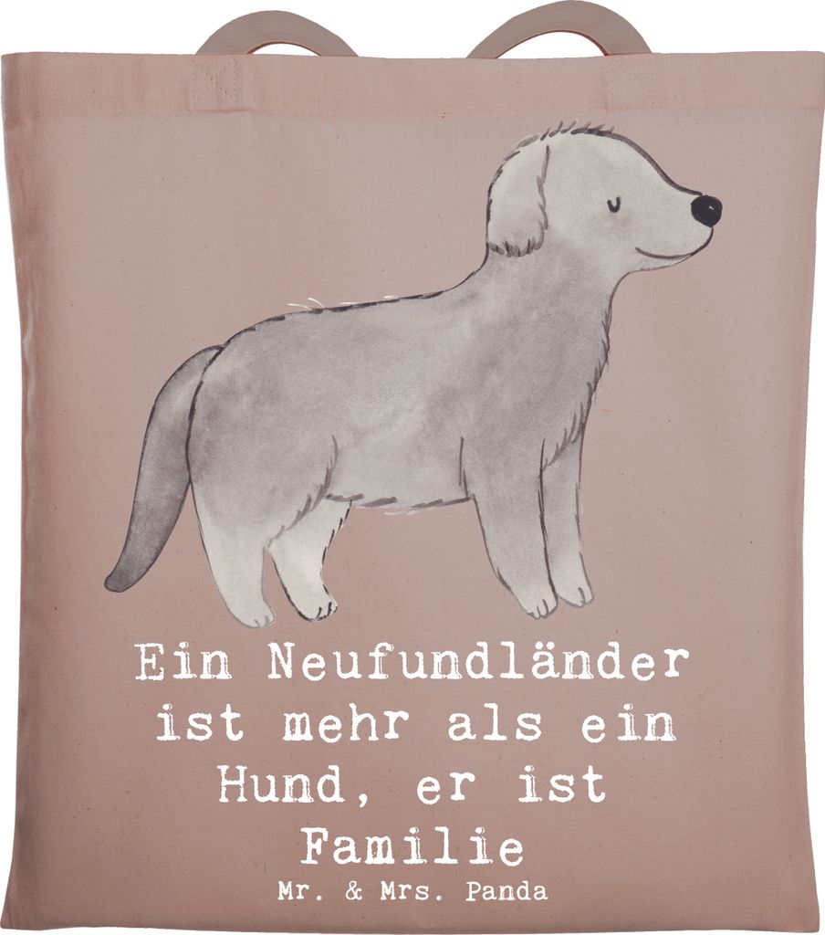 Mr. & Mrs. Panda Tote Bag Neufundländer Familie - Braun Pastell - Geschenk, canvas tasche, Liebe, Wasserrettungshund, sanfter Riese, Hunderassen, ...