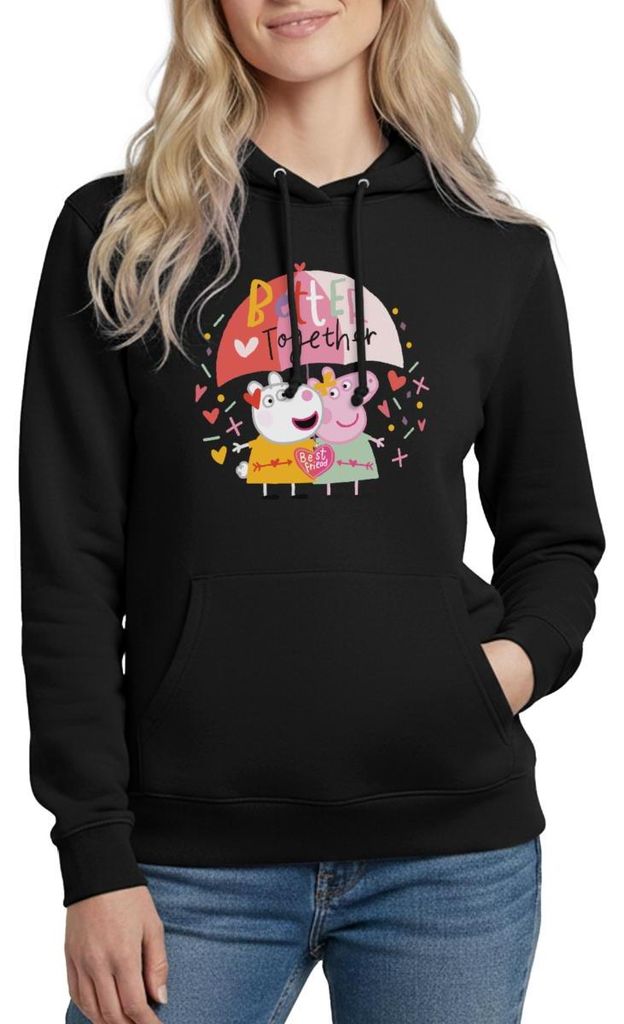 Spreadshirt Peppa Wutz Und Luzie Locke Better Together Damen Hoodie, S, Schwarz