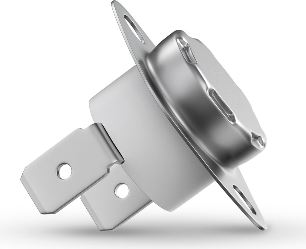 A close-up studio shot of a thermal cutout switch on a white background.
