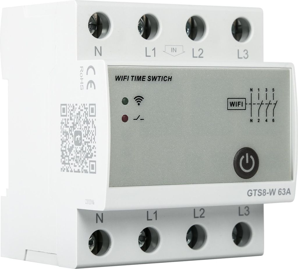 GTS8-W intelligenter WiFi Zeitschalter 4-polig 63A, Smart Home Fernsteuerung über Tuya APP, AC220V