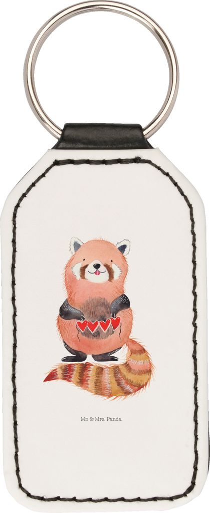 Mr. & Mrs. Panda schlüssel anhänger Roter Panda - Weiß - Geschenk, Taschenanhänger, für, schlüsselbund, Herz, Liebling, Rot, Schlüsselanhän...