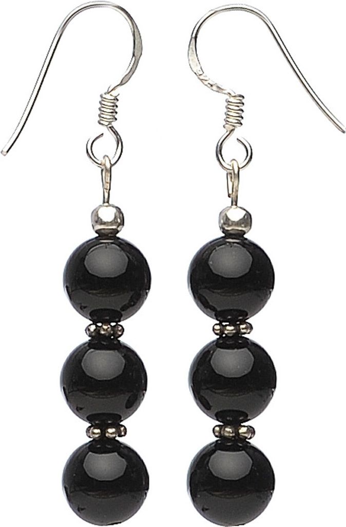 Ohrringe Ohrhänger aus Onyx schwarz & 925 Silber Ohrhaken Ohrschmuck für Damen