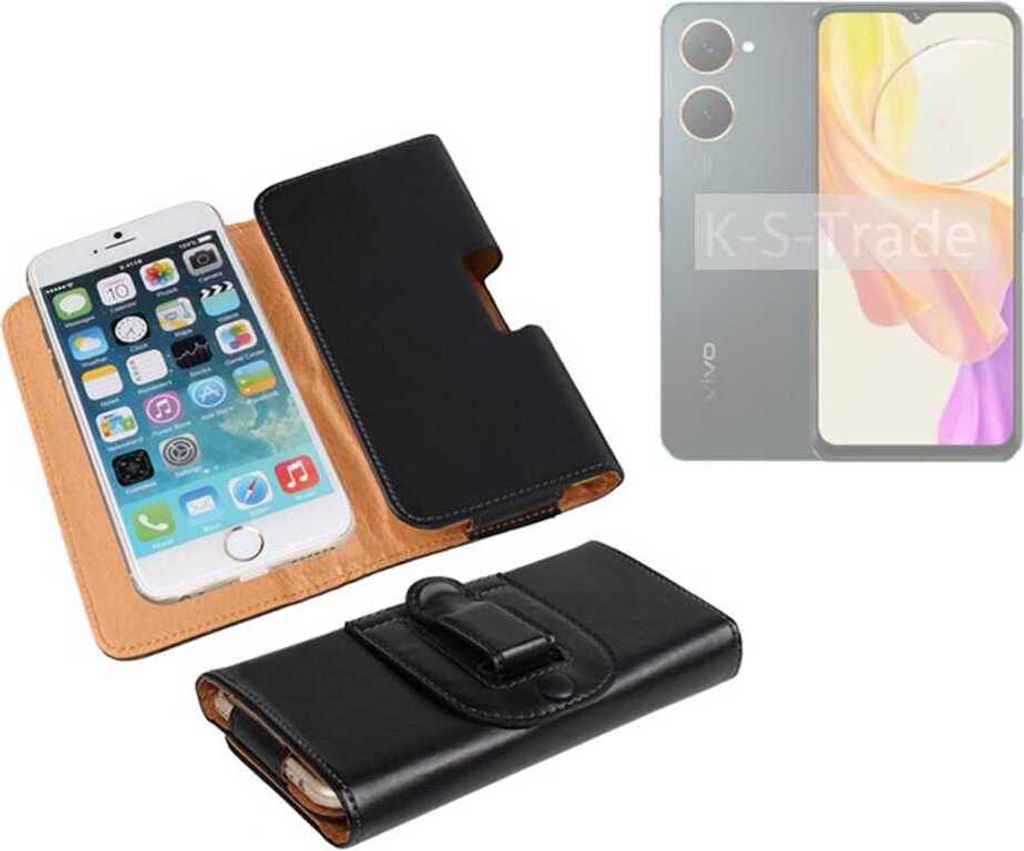 K-S-Trade Schützhülle Handyhülle kompatibel mit Vivo Y03t Holster Gürtel Tasche Schutzhülle Handy-Tasche Smartphone Case Seitentasche schwarz 1x