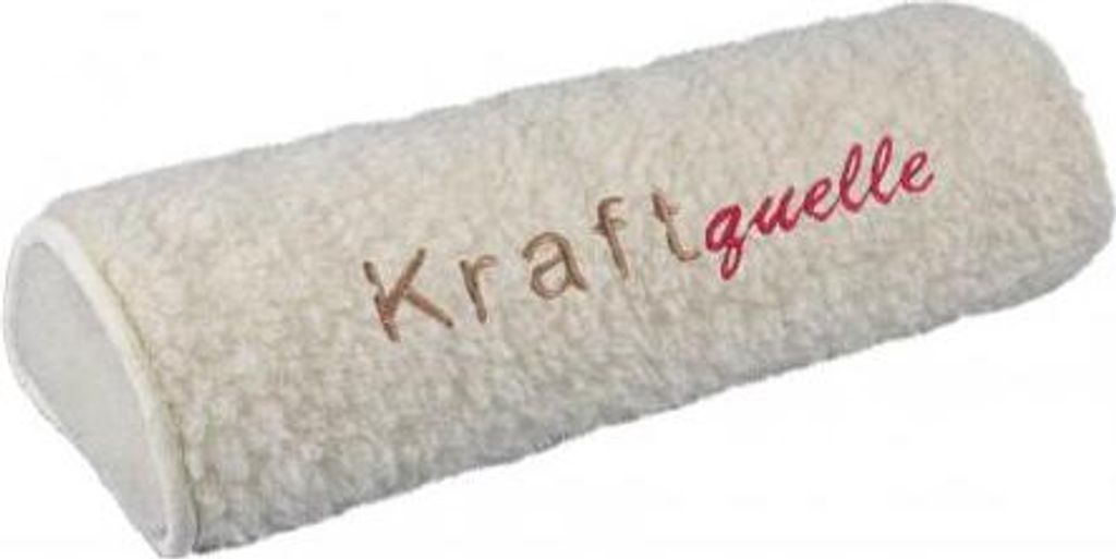 Nackenrolle mit Einstickung - Kraftquelle - Gr. ca. 42 x 16,5 x 9,5 cm - 30056 beige