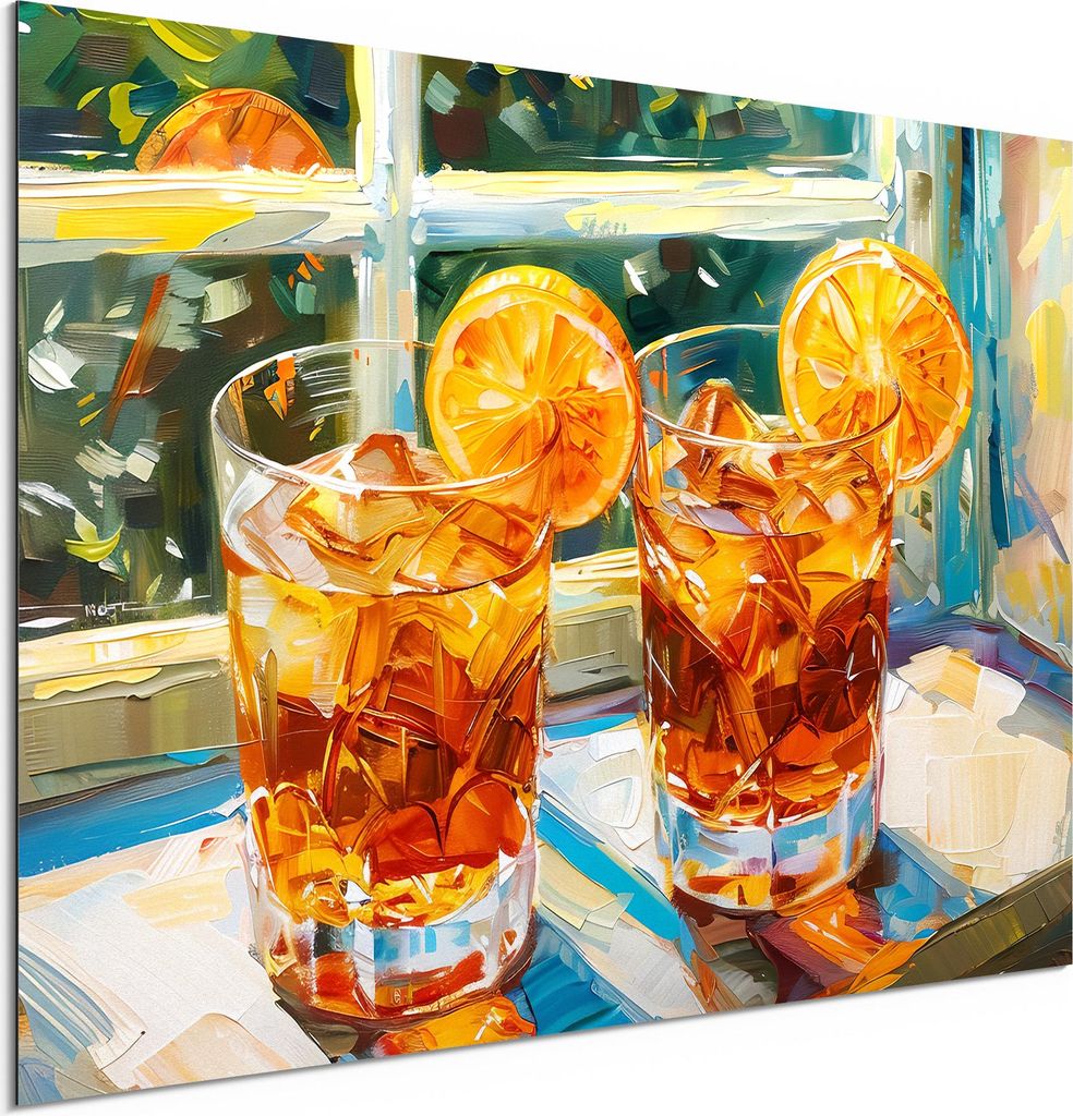 DEQORI Alu-Dibond Bild Weiß 60x40 cm 'Zitruszauber am Fenster' Wandbild Metall dünn