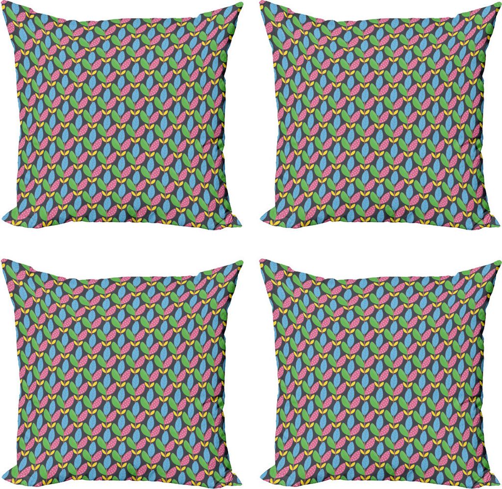 ABAKUHAUS Kindergarten Kissenbezug Set (4 Stück), Vivid Zweig Blätter Cartoon, Moderner Doppelseitiger Digitaldruck, 60 cm x 60 cm, Mehrfarbig