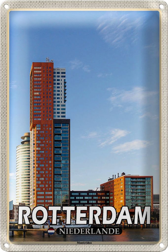 Blechschild Reise 40x30cm Rotterdam Niederlande Montevideo