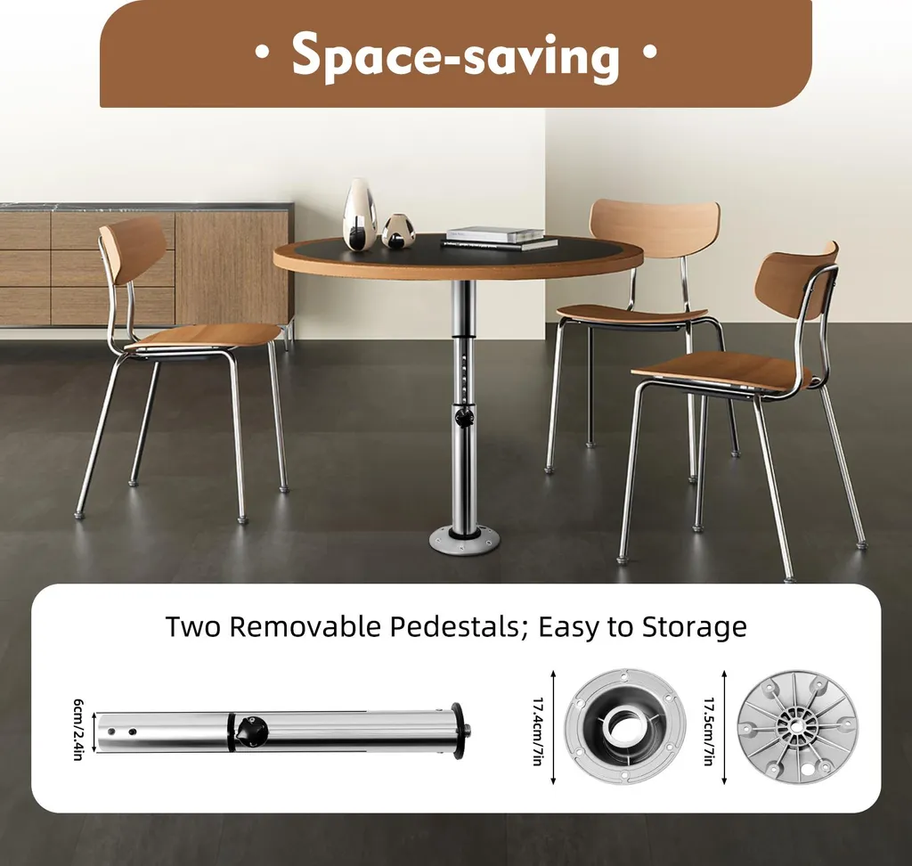 Pied de table amovible et télescopique argenté pour bureau modulable - 3