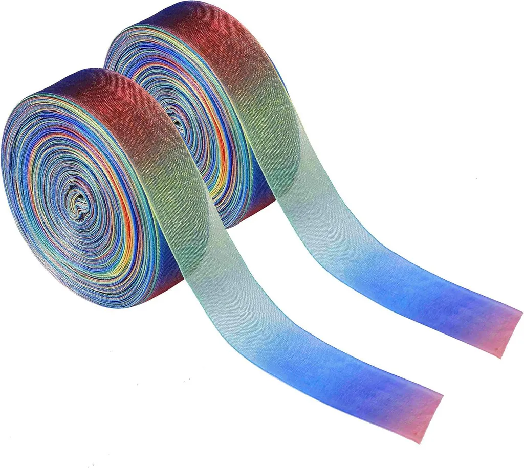 Ruban cadeau organza multicolore 25 mm pour loisirs créatifs et DIY