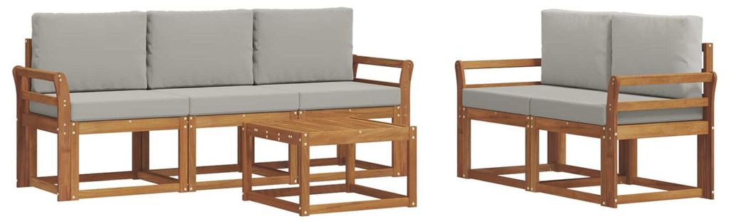 vidaXL Outdoor-Sofagarnitur mit Kissen 6 pcs Natürlich und Hellgrau
