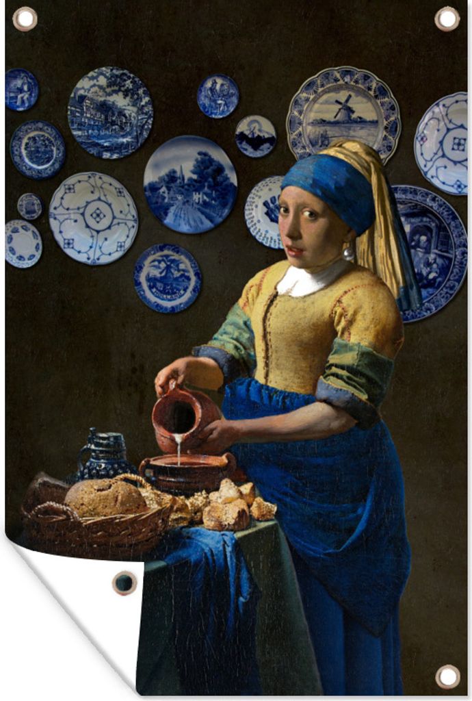 MuchoWow 40x60 cm Outdoor-Poster Gartendeko Sichtschutz Garten Poster für den Garten Das Mädchen mit dem Perlenohrring - Milchmädchen - Vermeer