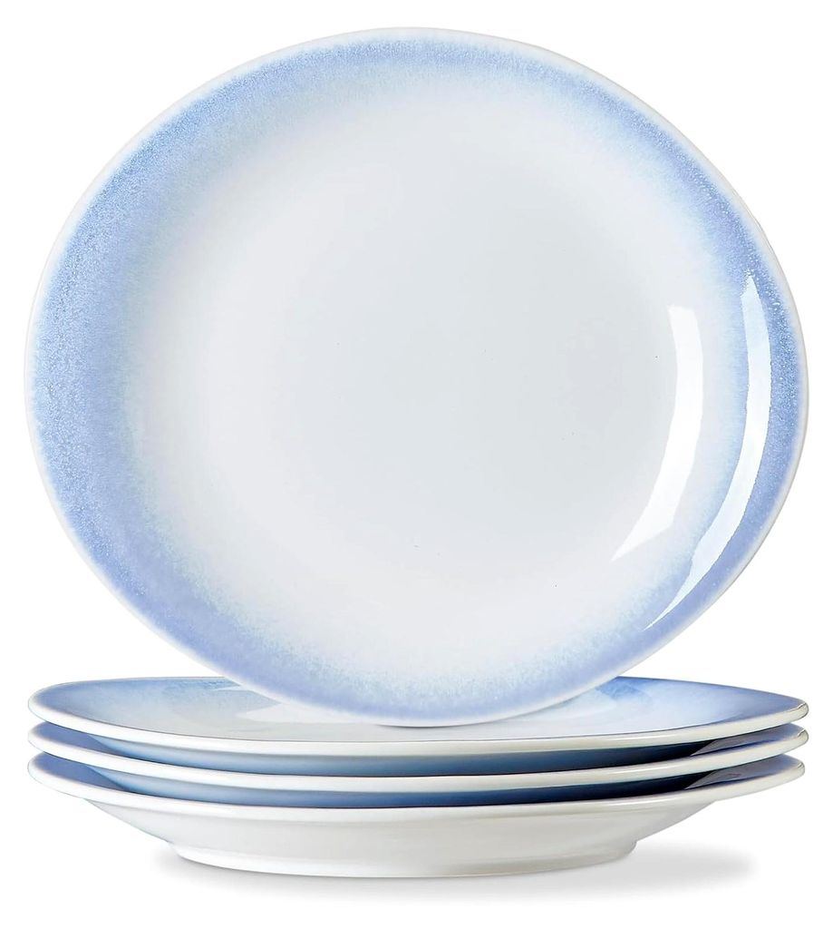 Speiseteller, Salatteller, 27,9 cm, Keramikteller, ovale Teller, Set mit 4 großen Servierschalen für Vorspeisen, Desserts, Pasta, Pizza, kratzfes...