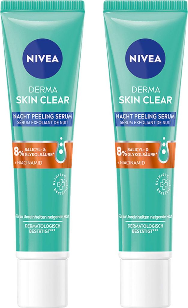 NIVEA DERMA SKIN CLEAR Nacht Peeling Serum 2 x 40ml