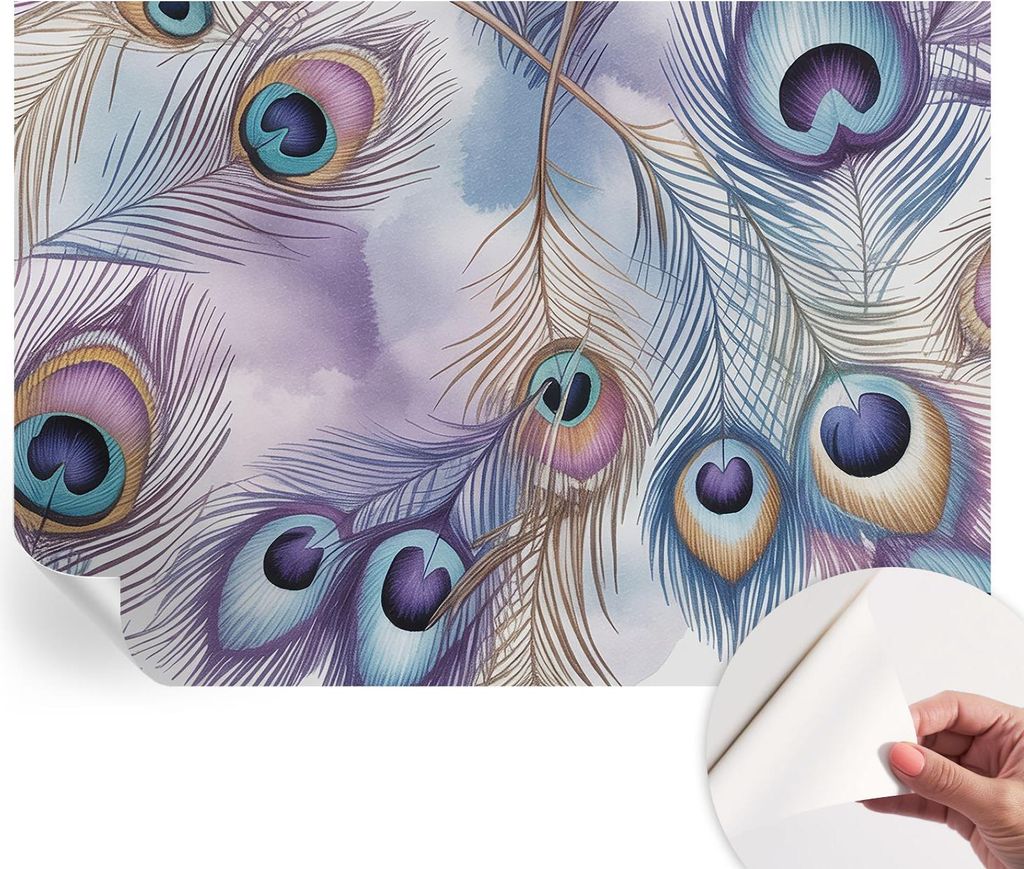 Selbstklebende Wandtapete - Dekorative Tapete für Wohnzimmer - Klebefolie für Wandbilder - Tapetenfolie für Wanddekoration - 208x146 cm - Pfauen...