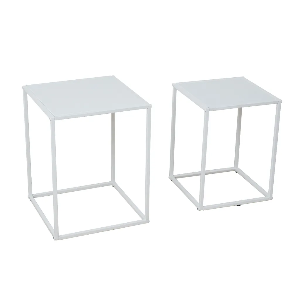 SVITA THEMI Lot de 2 Tables Basses - Blanc - Table d'appoint Moderne