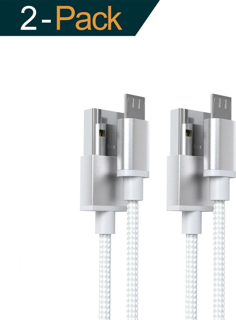 micro USB Kabel - White - 1m || 2er Set