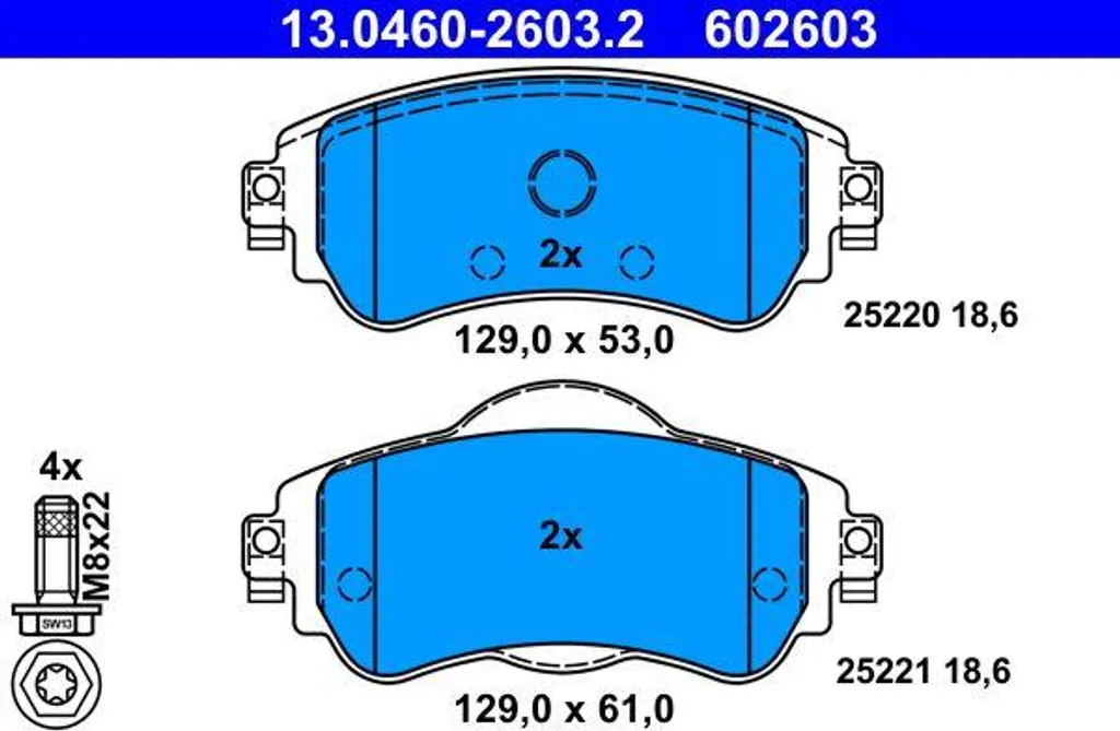 Plaquettes de frein ATE 13.0460-2603.2 sans bruit pour Citroën C4 4254A9