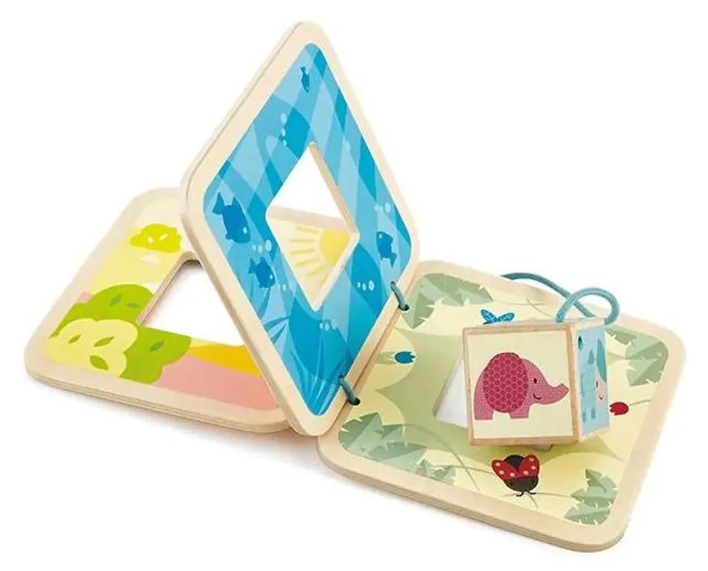 Livre en bois animaux Hape pour l'éveil et la motricité des bébés