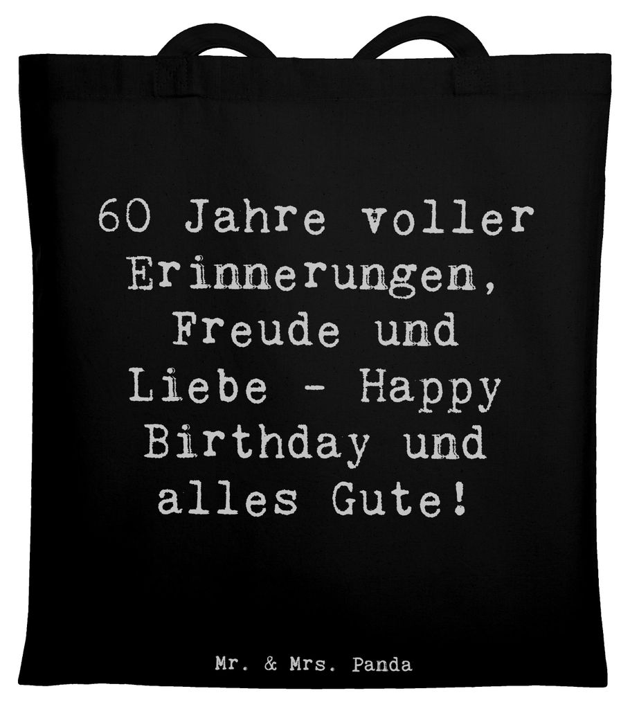 Mr. & Mrs. Panda Tote Bag Spruch 60. Geburtstag Glückwunsch - Schwarz - Geschenk, Liebe, Alter, besondere Geschenke, Happy Birthday, Tasche, Einka...