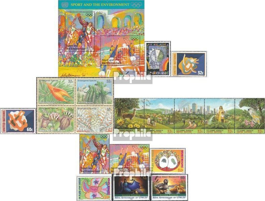 Briefmarken UNO - New York 1996 Mi 704-721 (kompl.Ausg.) Jahrgang 1996 komplett gestempelt WFUNA