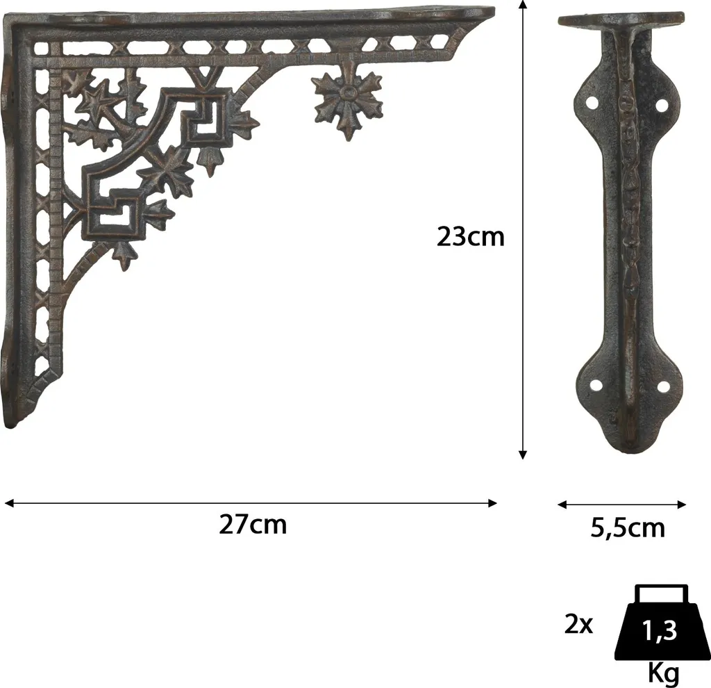 Support étagère fonte style ancien - Équerre d'angle robuste et déco